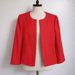 🔥 Tahari ASL Petite 2P Dark Coral Open Front Blazer Jacket Career Office NWT
